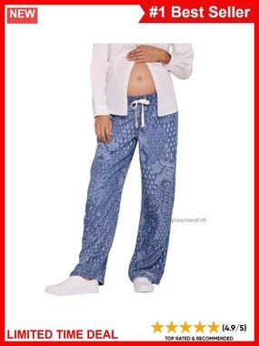 Under Belly Tie Waist Wide Leg Lightweight Denim Pregnancy Jeans